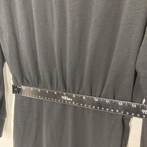 Nation LTD Lisa Dress Small Jet Black Mock Neck Long Sleeve Cotton Button Hem - Picture 8 of 16